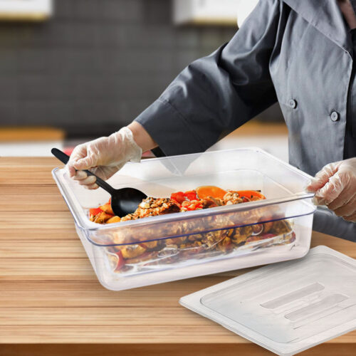 100mm Clear Gastronorm GN Pan 1/2 Food Tray Storage Bundle of 4 with Lid - Image 6