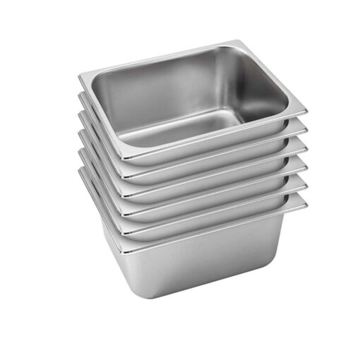 6X Gastronorm GN Pan Full Size 1/2 GN Pan 15cm Deep Stainless Steel Tray