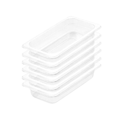 65mm Clear Gastronorm GN Pan 1/3 Food Tray Storage Bundle of 6