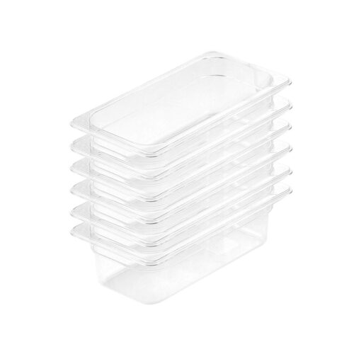 100mm Clear Gastronorm GN Pan 1/3 Food Tray Storage Bundle of 6