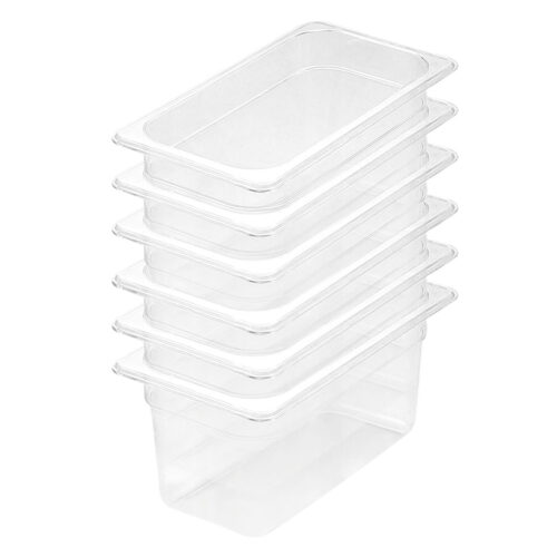 150mm Clear Gastronorm GN Pan 1/3 Food Tray Storage Bundle of 6