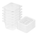 100mm Clear Gastronorm GN Pan 1/6 Food Tray Storage Bundle of 6 with Lid