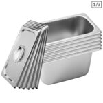 6X Gastronorm GN Pan Full Size 1/3 GN Pan 15cm Deep Stainless Steel Tray with Lid