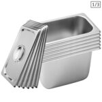 6X Gastronorm GN Pan Full Size 1/3 GN Pan 20cm Deep Stainless Steel Tray with Lid