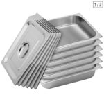 6X Gastronorm GN Pan Full Size 1/2 GN Pan 6.5cm Deep Stainless Steel Tray with Lid