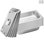 6X Gastronorm GN Pan Full Size 1/3 GN Pan 6.5 cm Deep Stainless Steel Tray with Lid