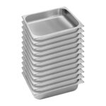 12x Gastronorm GN Pan Full Size 1/2 GN Pan 6.5cm Deep Stainless Steel Tray
