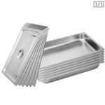 6X Gastronorm GN Pan Full Size 1/1 GN Pan 6.5cm Deep Stainless Steel Tray with Lid