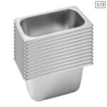 12x Gastronorm GN Pan Full Size 1/3 GN Pan 15cm Deep Stainless Steel Tray