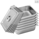 6X Gastronorm GN Pan Full Size 1/2 GN Pan 10cm Deep Stainless Steel Tray with Lid