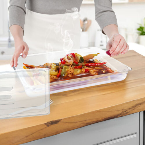65mm Clear Gastronorm GN Pan 1/1 Food Tray Storage Bundle of 4 with Lid - Image 6