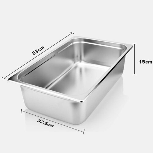 6X Gastronorm GN Pan Full Size 1/1 GN Pan 15cm Deep Stainless Steel Tray with Lid - Image 2