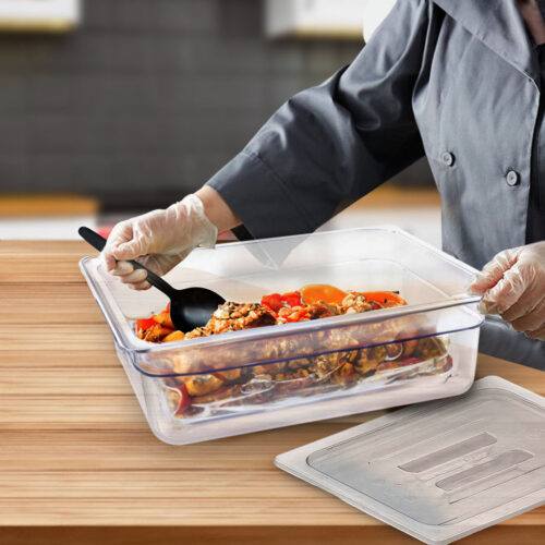 150mm Clear Gastronorm GN Pan 1/2 Food Tray Storage Bundle of 6 with Lid - Image 6