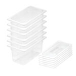 150mm Clear Gastronorm GN Pan 1/3 Food Tray Storage Bundle of 6 with Lid