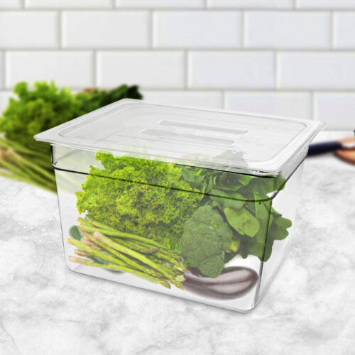 200mm Clear Gastronorm GN Pan 1/2 Food Tray Storage Bundle of 6 with Lid - Image 2