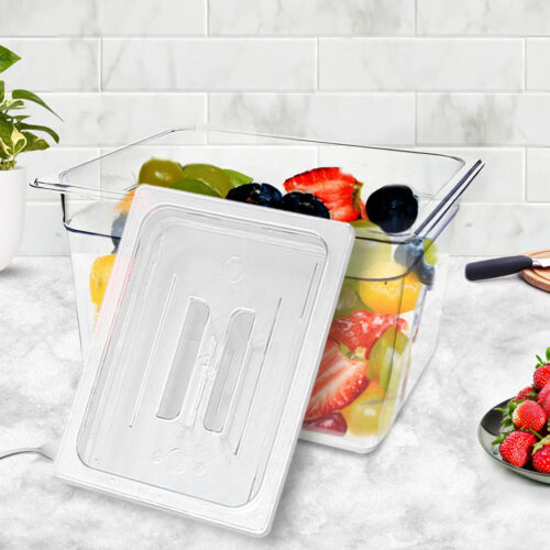 200mm Clear Gastronorm GN Pan 1/2 Food Tray Storage Bundle of 6 with Lid - Image 4