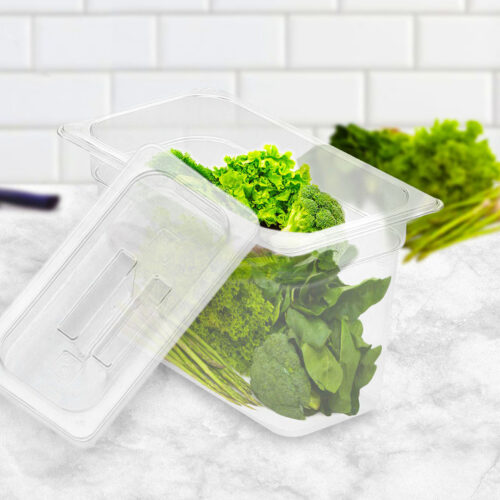 200mm Clear Gastronorm GN Pan 1/3 Food Tray Storage Bundle of 6 with Lid - Image 3