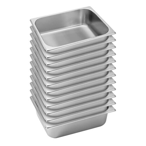 12x Gastronorm GN Pan Full Size 1/2 GN Pan 10cm Deep Stainless Steel Tray