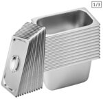 12x Gastronorm GN Pan Full Size 1/3 GN Pan 15cm Deep Stainless Steel Tray with Lid