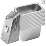12x Gastronorm GN Pan Full Size 1/3 GN Pan 20cm Deep Stainless Steel Tray with Lid