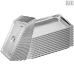 12x Gastronorm GN Pan Full Size 1/1 GN Pan 2cm Deep Stainless Steel Tray with Lid