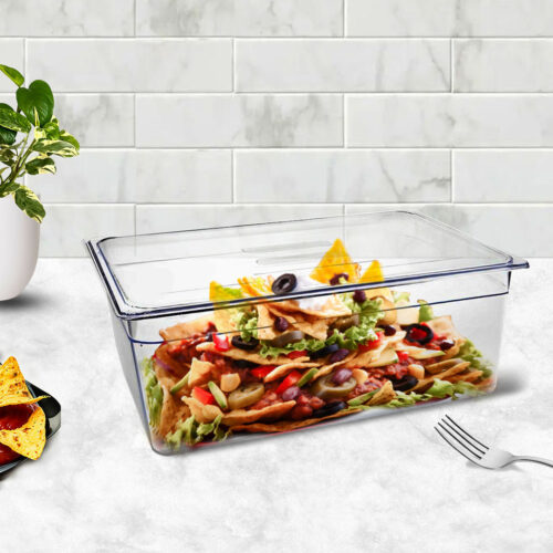 200mm Clear Gastronorm GN Pan 1/1 Food Tray Storage Bundle of 6 with Lid
