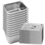 12x Gastronorm GN Pan Full Size 1/2 GN Pan 20cm Deep Stainless Steel Tray with Lid