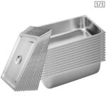 12x Gastronorm GN Pan Full Size 1/1 GN Pan 15cm Deep Stainless Steel Tray with Lid