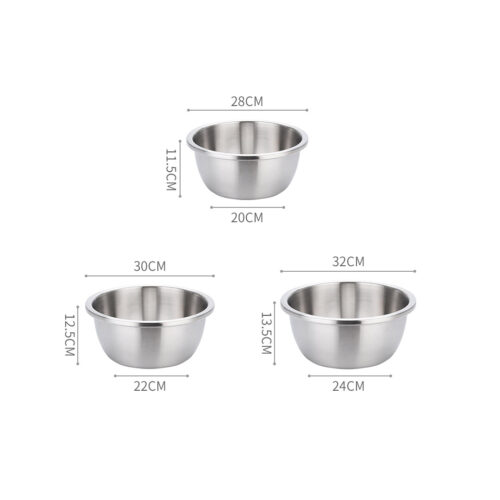 3Pcs Deepen Matte Stainless Steel Stackable Baking Washing Mixing Bowls Set Food Storage Basin - Image 2