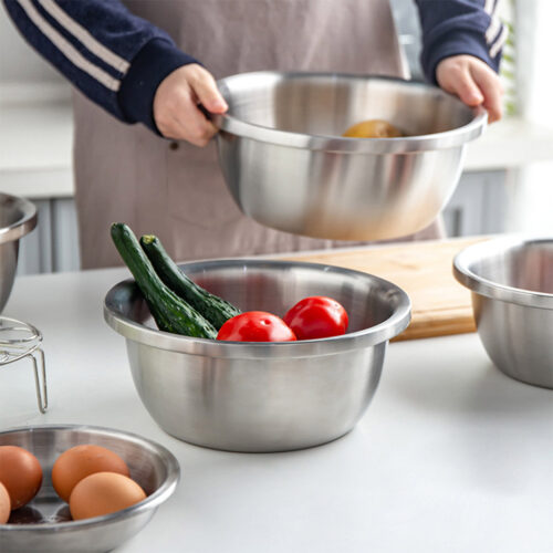 3Pcs Deepen Matte Stainless Steel Stackable Baking Washing Mixing Bowls Set Food Storage Basin - Image 8