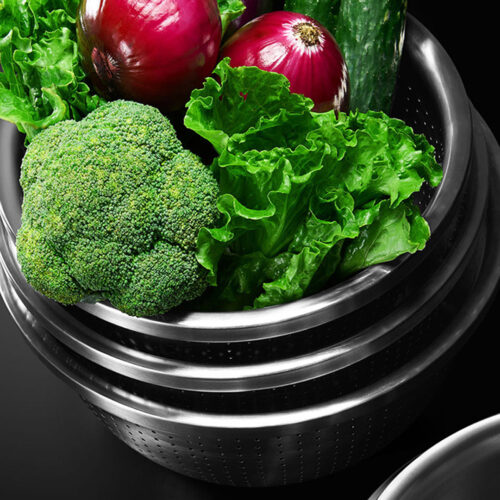 Stainless Steel Nesting Basin Colander Sink Washing Bowl Metal Basket Strainer Set of 3 - Image 5