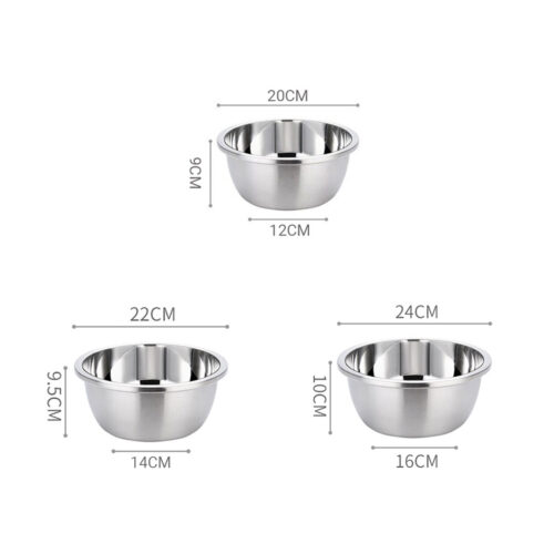 2x Stainless Steel Nesting Basin Colander Sink Washing Bowl Metal Basket Strainer Set of 3 - Image 2