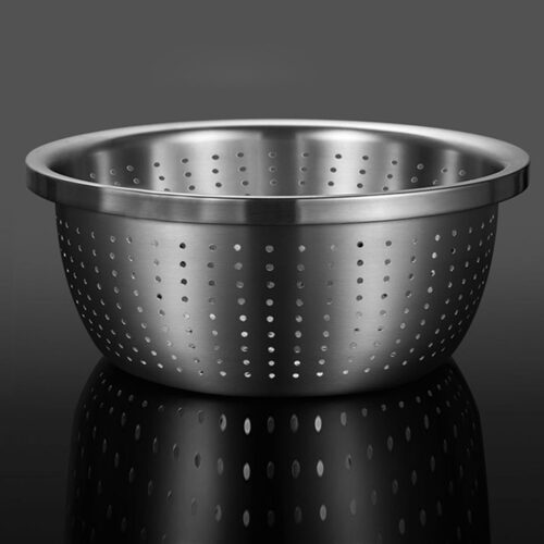 2x Stainless Steel Nesting Basin Colander Sink Washing Bowl Metal Basket Strainer Set of 3 - Image 8