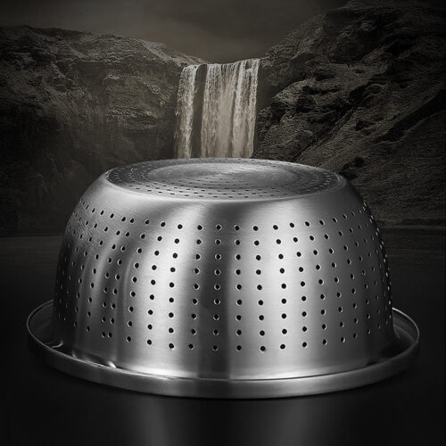 2x Stainless Steel Nesting Basin Colander Sink Washing Bowl Metal Basket Strainer Set of 4 - Image 7