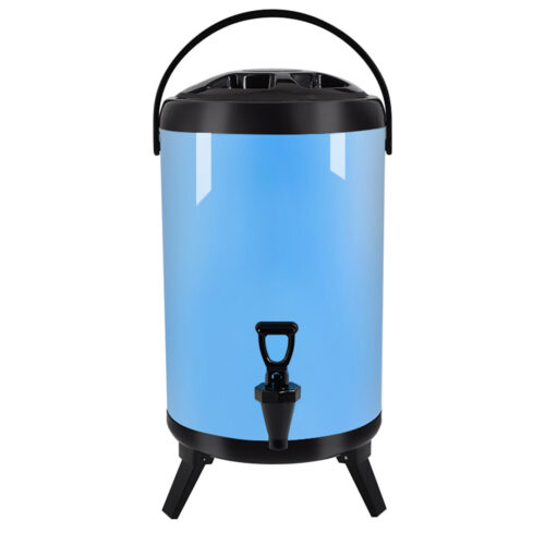 8L Stainless Steel Insulated Drink Barrel Hot Cold Beverage Dispenser with Faucet Blue
