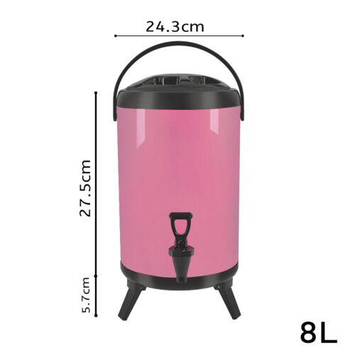 8L Stainless Steel Insulated Drink Barrel Hot Cold Beverage Dispenser with Faucet Pink - Image 2