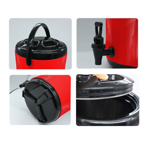 8L Stainless Steel Insulated Drink Barrel Hot Cold Beverage Dispenser with Faucet Red - Image 6