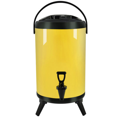 8L Stainless Steel Insulated Drink Barrel Hot Cold Beverage Dispenser with Faucet Yellow