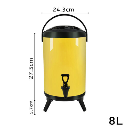 8L Stainless Steel Insulated Drink Barrel Hot Cold Beverage Dispenser with Faucet Yellow - Image 2