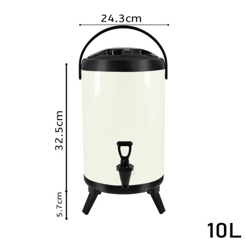 10L Stainless Steel Insulated Drink Barrel Hot Cold Beverage Dispenser with Faucet White - Image 2