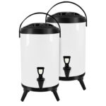 2x 8L Stainless Steel Insulated Drink Barrel Hot Cold Beverage Dispenser with Faucet White