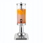 Single 3L Silver Stainless Steel Beverage Dispenser Ice Cylinder Clear Juicer Hot Cold Water Jug