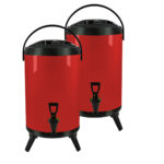 2x 10L Stainless Steel Insulated Drink Barrel Hot Cold Beverage Dispenser with Faucet Red