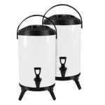 2x 10L Stainless Steel Insulated Drink Barrel Hot Cold Beverage Dispenser with Faucet White