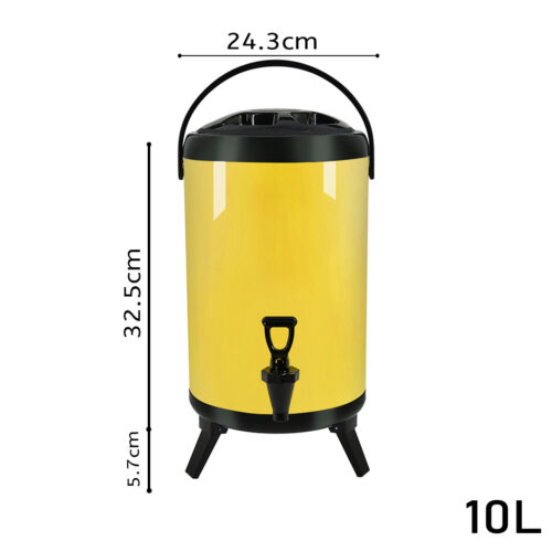 2x 10L Stainless Steel Insulated Drink Barrel Hot Cold Beverage Dispenser with Faucet Yellow - Image 6