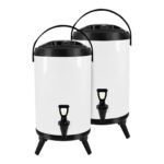 2x 14L Stainless Steel Insulated Drink Barrel Hot Cold Beverage Dispenser with Faucet White