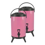 2x 16L Stainless Steel Insulated Drink Barrel Hot Cold Beverage Dispenser with Faucet Pink