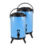 2x 18L Stainless Steel Insulated Drink Barrel Hot Cold Beverage Dispenser with Faucet Blue