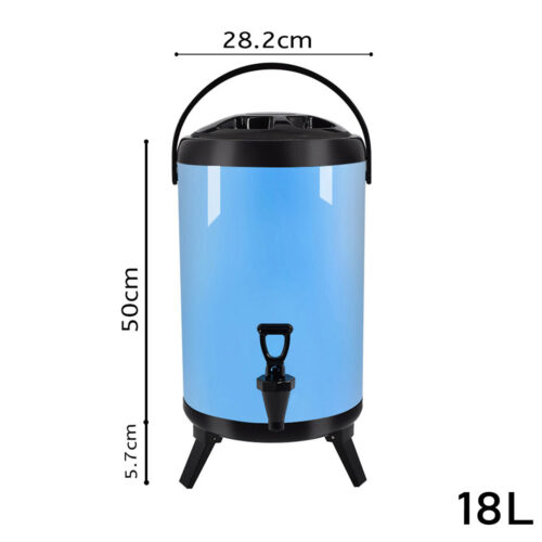 2x 18L Stainless Steel Insulated Drink Barrel Hot Cold Beverage Dispenser with Faucet Blue - Image 2