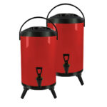 2x 18L Stainless Steel Insulated Drink Barrel Hot Cold Beverage Dispenser with Faucet Red